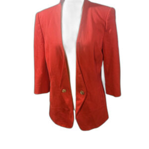 Ted Baker London Womens Sz 3 (US 8) Coral Red Blazer 3/4 Sleeve Double Breasted